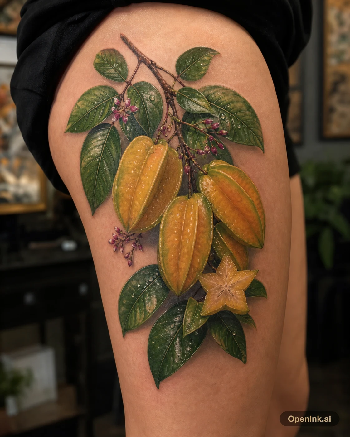 Starfruit Branch upper arm tattoo