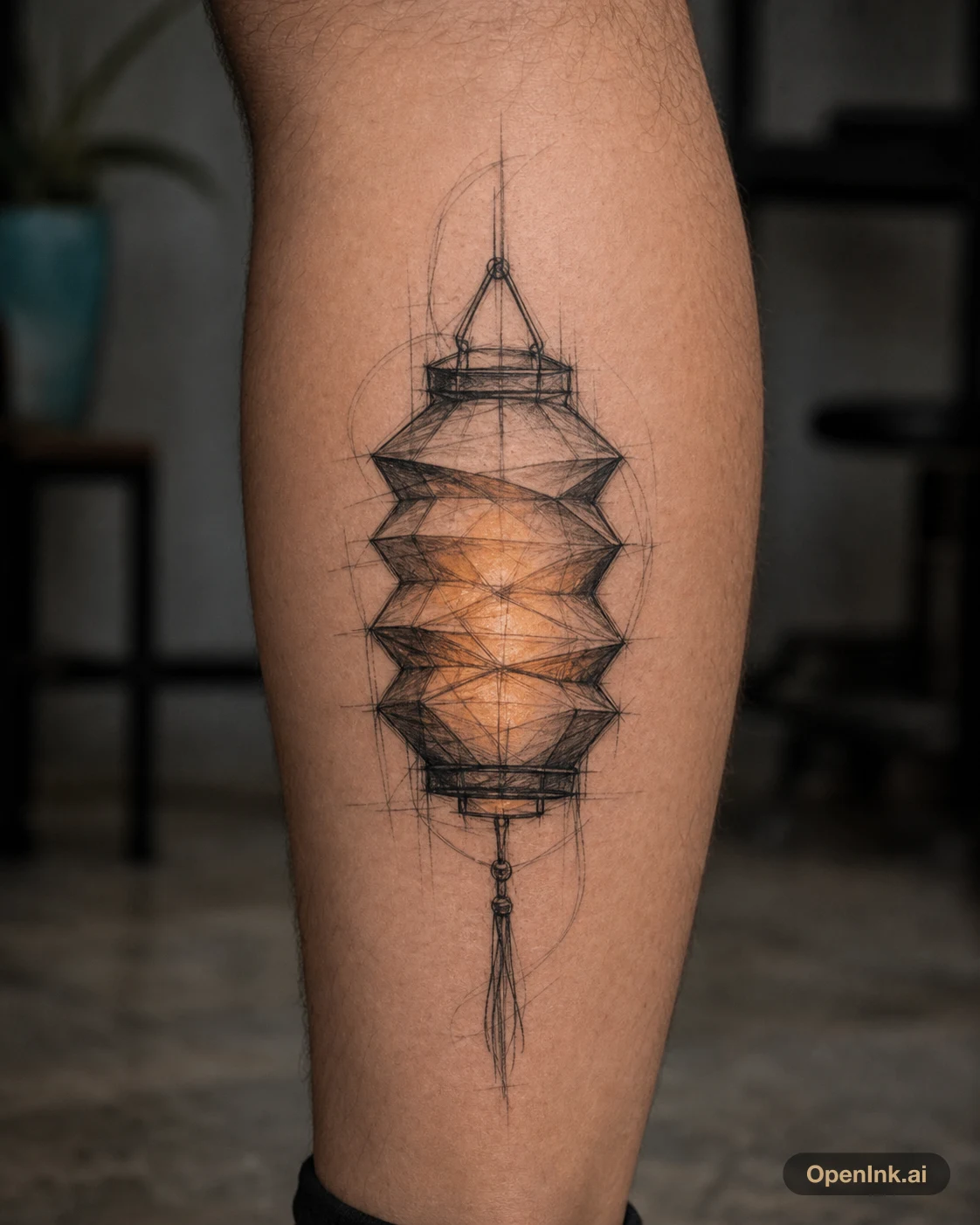 Paper Lantern forearm tattoo