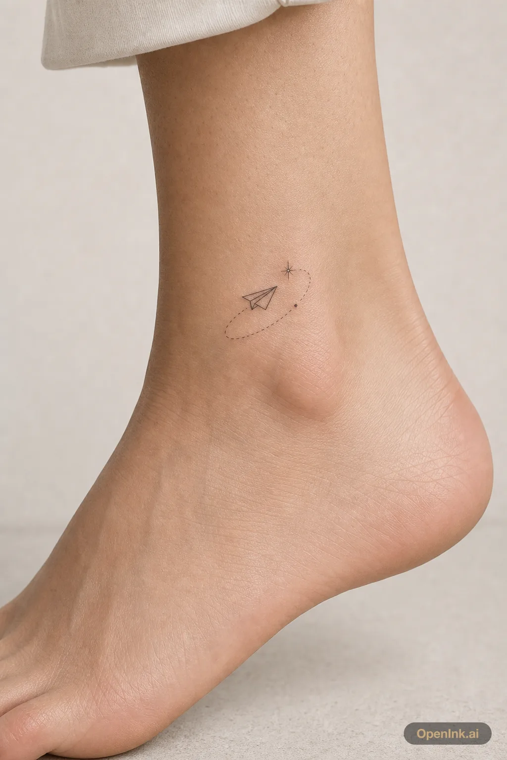 微型紙飛機與星星腳踝紋身靈感。